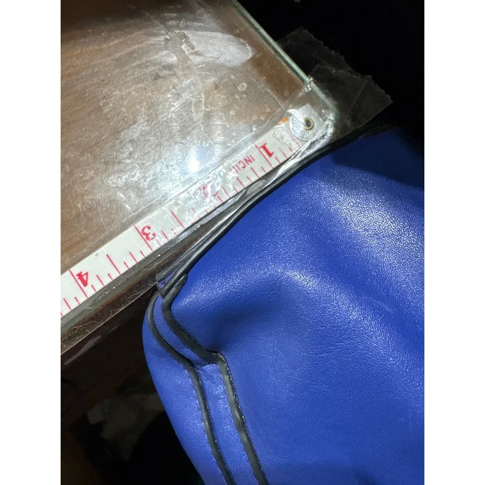 Reed Krakoff Blue‎ Faux Leather Satchel Handbag Silver Hardware Top Zip Tote